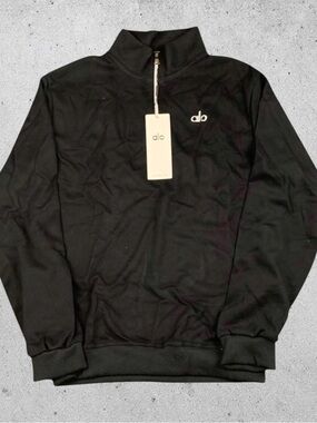 ALO Yoga Men's Black Quarter-Zip Pullover Sweater and Sweats Set Size Medium